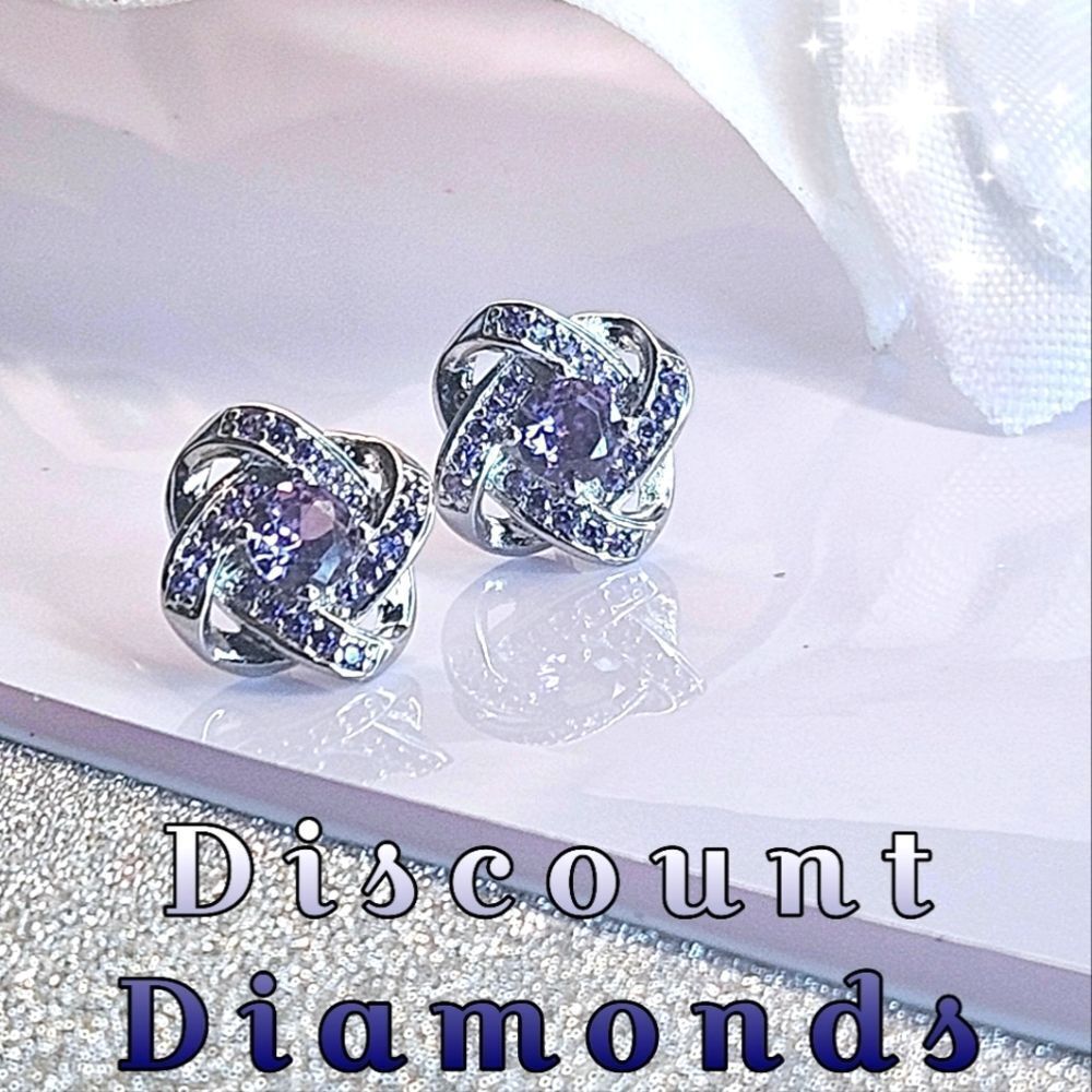 Amethyst  Stud Push Back Earrings on 925 Sterling Silver